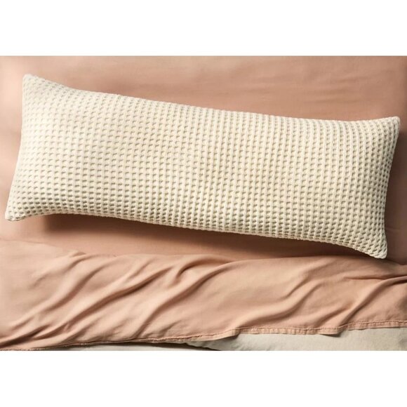 Casaluna Waffle Texture Oversized Natural Beige Body Pillow Cover 20" x 52" - Picture 1 of 6